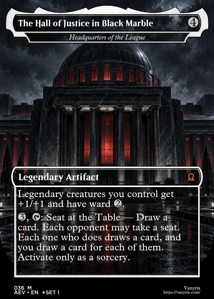 The Hall of Justice in Black Marble