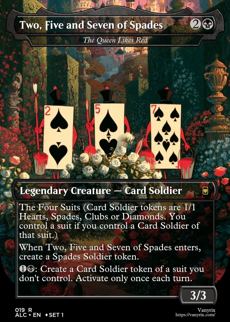 Two, Five and Seven of Spades