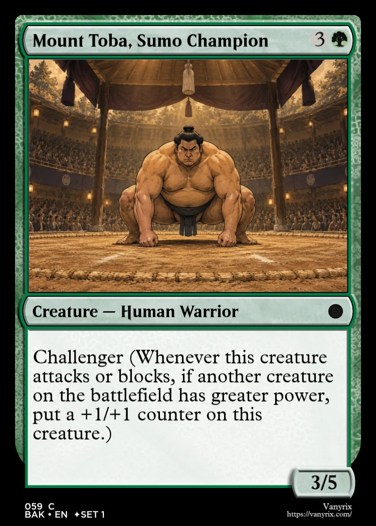 Mount Toba, Sumo Champion