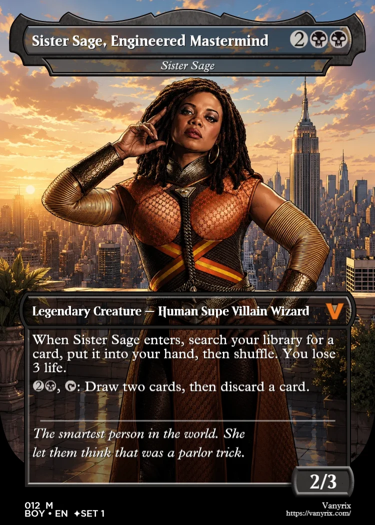 Sister Sage, Engineered Mastermind