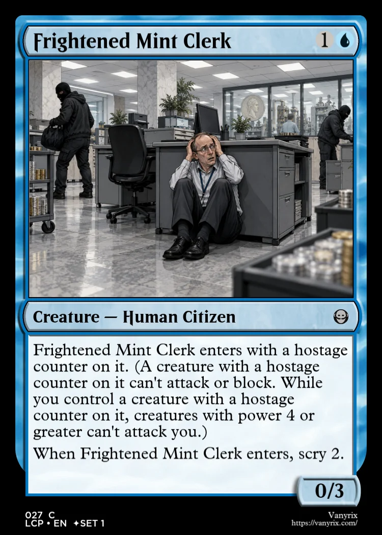 Frightened Mint Clerk