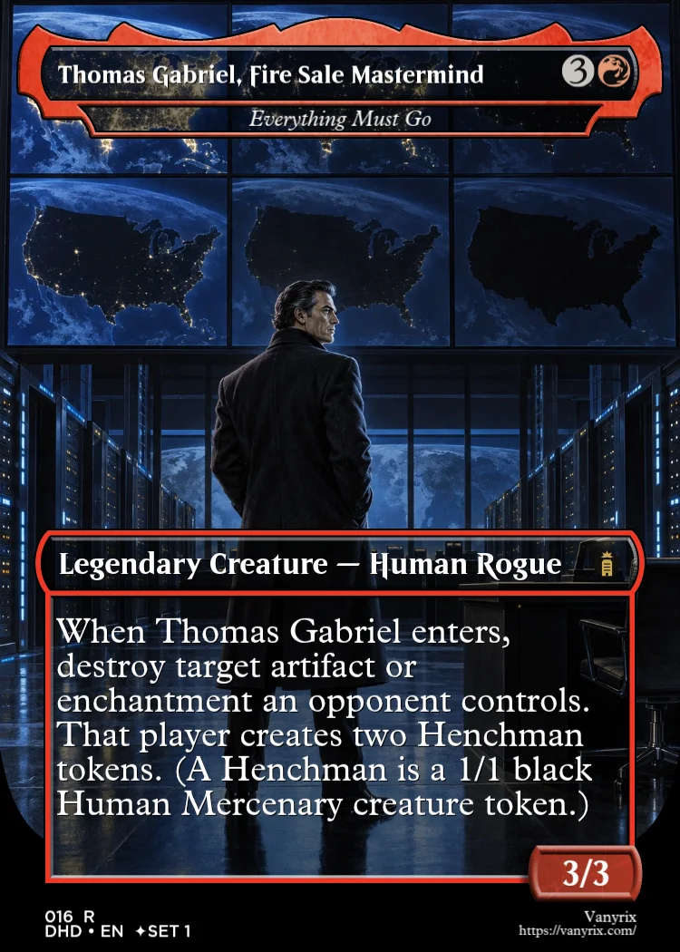 Thomas Gabriel, Fire Sale Mastermind