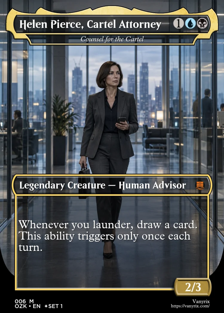 Helen Pierce, Cartel Attorney