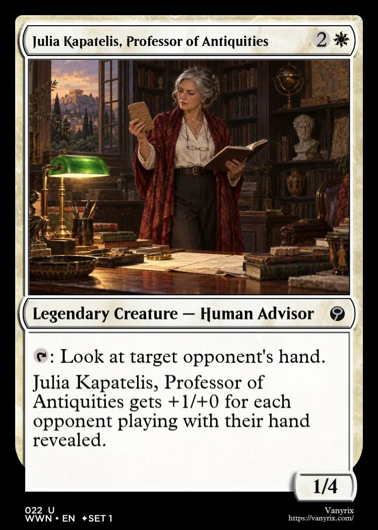 Julia Kapatelis, Professor of Antiquities
